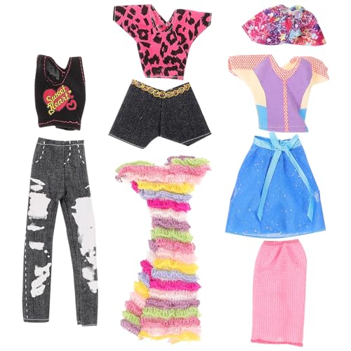 Alasum 5 Sätze Dekorativer Puppenrock Ersatzpuppenkleidung Wiederverwendbares Puppenkostüm Puppenkleidung Und Hosen Puppe Ersatzkleid Requisite Puppen-Outfits Kleine Puppenkleidung Stoff von Alasum