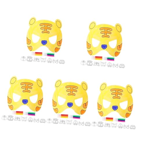 Alasum 5 Sätze Leere Maske Ausmalen Fuchsmaske Leere Gesichtsmaske Maskenbasteln Für Kinder Leere Masken Zum Dekorieren Maskenbau-kit Maske Aus Pappmaché Tiermasken Für Kinder Papier von Alasum