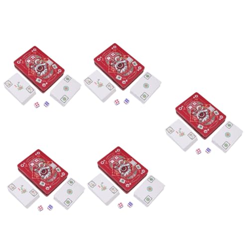 Alasum 5 Sätze Mahjong-Poker Mahjong-Karten-Kit kostenlose Mahjong-Karten Mahjong-Scorekarte Mahjong Karten Mahjong Spielkarten PVC-Mahjong-Karte Reise-Tischspiel Mahjong-Karte Papier rot von Alasum