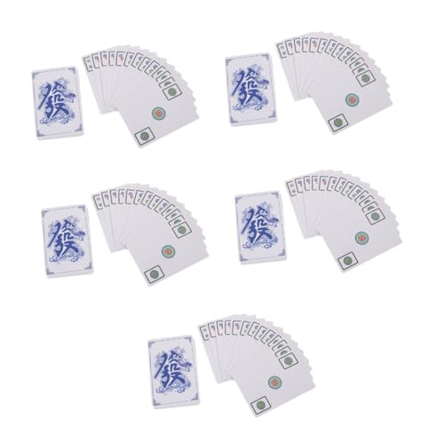 Alasum 5 Sätze Mahjong-Poker Mini-Spielzeug Zarte Mini-Mahjong-Karte Chinesisches Mahjong-Spielzeug Mikrospielzeug Mini-Mahjong-kartenspielgerät Chinesische Traditionelle Karten Papier von Alasum