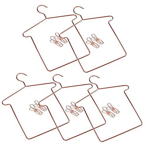 Alasum 5 Sätze Puppenaufhänger kleiderbügel für puppenkleidung puppenkleiderbügel Kleidung für Babys Kleiderbügel mit Clips Zubehör kleiderständer kleine Aufhänger -Kleiderbügel Eisen von Alasum