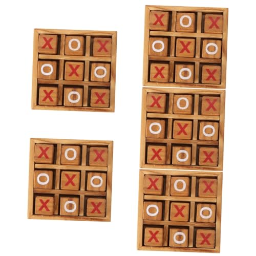 Alasum 5 Sätze Xo Schach Ticktakt Desktop-Spiele Für Kinder Spielzeug Reisespiele Für Kinder Magnetische Puzzles Für Reise-brettspiel Zehenbrett Reiserätsel Für Erwachsene Planke Hölzern von Alasum