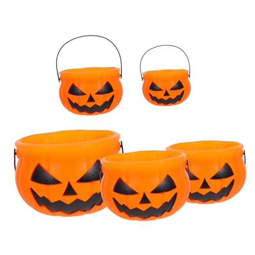 Alasum 5 Stück Kürbis Eimer Eisfass Geschenkeimer Halloween Süßigkeitskessel Kürbis Süßigkeitshalter Süßigkeitenschale Süßigkeitenbehälter Mini Wassereimer Halloween Dekoration von Alasum