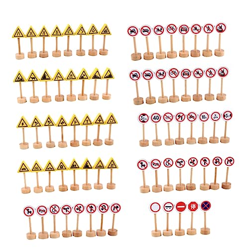 Alasum 50 Stück Bausteinzeichen verkehrserziehung verkehrsschilder Lernspielzeug für Kleinkinder Verkehrszeichen-Modellspielzeug Mini Modell Verkehrsschild Spielzeug kognitives Spielzeug von Alasum
