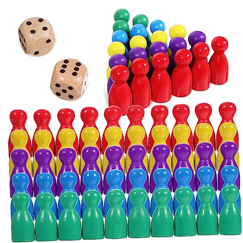 Alasum 50 Stück Spielset Ludo-Spiel Brettspielfiguren Rätsel Brettspiel Schach Ketten-Dreieck-Spiel riesige Spielfiguren Schachspiele Schachbrett Zubehör für Brettspiele Schachmarker Holz von Alasum