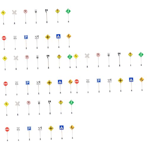 Alasum 56 STK Zubehör Für Mikrolandschaften Schilder Für Sandtisch-straßensperren Verkehrszeichen Miniatur Sandtisch Dekor Simulation Straßenschild Miniatursachen Abs Plus Edelstahl von Alasum