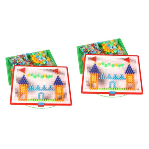 Alasum 592 STK Mosaik-pegboard-Spielzeug Nagelspielzeug Pilz Spielzeuge Lernspielzeug Für Kinder Puzzle Spielzeug Mit Buchstaben Perlenwerkzeug Für Kinder von Alasum