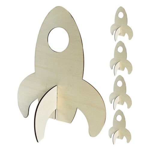 Alasum 5St Holzflugzeug Spielzeugrakete Holzspielzeug-Set Holzdekoration Ebene Graffiti-Spielzeug für Kinder hölzernes DIY-Spielzeug holzmalerei Handwerk für Kinder Kiefernholz Beige von Alasum