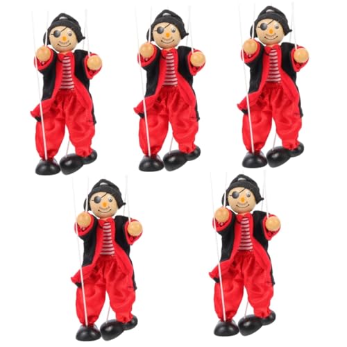 Alasum 5St Marionette Spielzeug für Kinder kinderspielzeug The puppeteers Game kindertagsgeschenke Kinderpuppen Clown-Puppen Bauchrednerpuppen für Kinder Piratenpuppen für Kinder Holz von Alasum