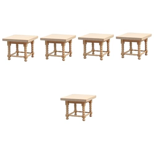 Alasum 5St Mini-Möbelmodell Mini-Esstisch Mini-Puppenhaus Miniaturmöbel Mini-Couchtisch Miniaturen hühner Spielzeug gieskanne kinderspielzeug Teetisch-Requisite Mini- Kleinmöbel Holz von Alasum