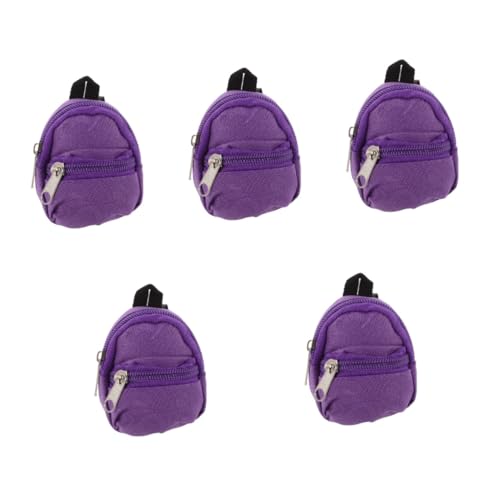 Alasum 5St Puppenrucksack puppenzubehör puppenhaus deko Mikro-Szenen-Ornament Mini-Rucksack-Spielzeug Büchertasche Spielzeuge Mini- -Dekor Mini-Schultaschenmodell Stoff Violett von Alasum