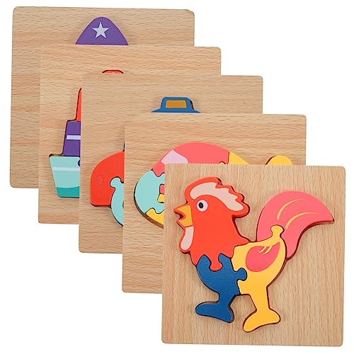 Alasum 5St holzspielzeug Holzpuzzle für Puzzlespielzeug für Motorikspielzeug für Lernspielzeug für Holzpuzzle für Kleinkinder Kinderspielzeug hölzern von Alasum