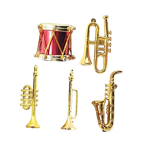 Alasum 5St simuliertes Musikinstrument Musikinstrumente Miniaturen Mini-Trompetenmodell kinderinstrumente Instrument Musikspielzeug für winzige Dinge Plastik Golden von Alasum