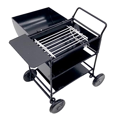 Alasum 5st Puppenhausgrill Mini-zubehör Simulierter Grill Mini-grillständer Mini-holzkohlegrill Miniatur-grillrost Holzkohlegrill Im Freien Miniatur-grillständer Küchengrill Metall Black von Alasum