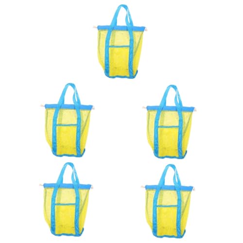 Alasum 5st Strandtasche Für Kinder Aufbewahrungstaschen Für Bälle Rucksack Mit Kordelzug Am Strand Sand Mesh-Tasche Mesh-sommertaschen Muscheltaschen Für Kinder Schwimmtasche Nylon Yellow von Alasum