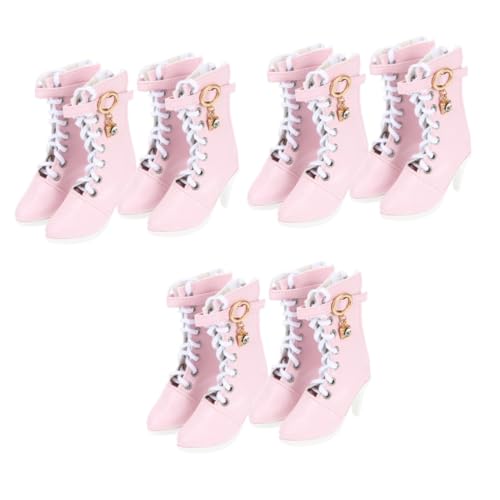 Alasum 6 Paare Puppe High Heels Puppenzubehör Mini-Puppen Puppe Miniaturschuhe Kinderanzüge Puppen Set puppenkleidung winzige Schuhe Puppe verkleiden Sich Schuhe Baumwollseil Rosa von Alasum