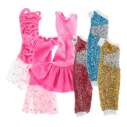 Alasum 6 STK Babydoll-Kleid Mit Pailletten Brautjungfer Eins EIN Schulterkleid Glitzer-Prinzessinnenkleid Glitzer-Prinzessin-kostümrock Partykleid Frauen Lang Ball Satinkleid Polyester von Alasum