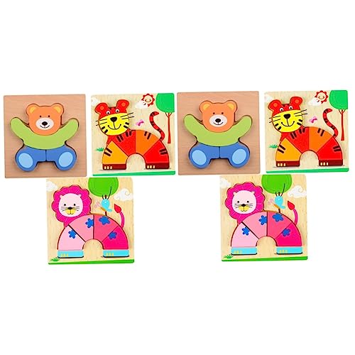 Alasum 6 STK Dreidimensionales Puzzlebrett Aus Holz Pädagogisches Spielzeug Cartoon Holzpuzzles Puzzles Aus Holz Puzzle Für Kinder Bambus von Alasum