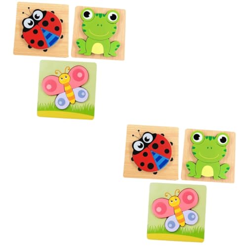 Alasum 6 STK Dreidimensionales Puzzlebrett aus Holz tierisches Steckpuzzle Kinder frühes pädagogisches Spielzeug kinderzimmerdeko Room Decoration Puzzle für Kinder Puzzles aus Holz von Alasum