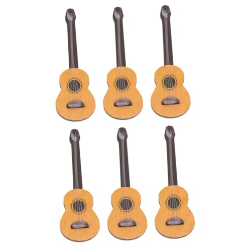 Alasum 6 STK Gitarren-Requisiten Mini-Instrument Gitarren-Desktop-dekor Musical Miniatur-Musikinstrument Miniaturen Gitarren-Instrument-Modell Mikrolandschaftsornament Ukulele Kiefernholz von Alasum