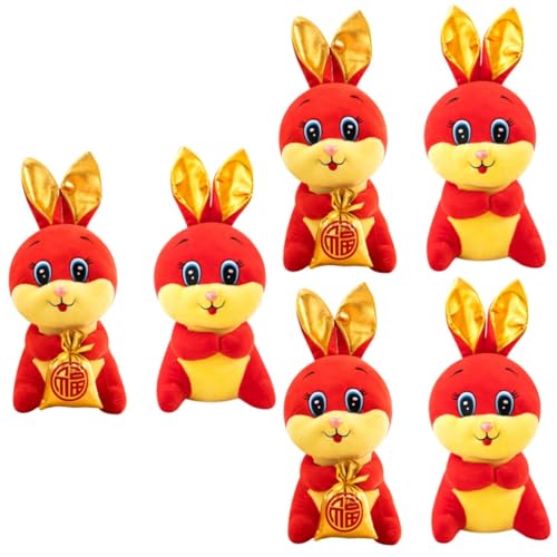 Alasum 6 STK Jahr des Hasen-maskottchens Kinderspielzeug Hasenkissen Plüsch Jahr Der Hasenpuppe Plüschhasen Stofftier Sternzeichen Hase Plüsch Kaninchenpuppe Tiere Spielzeug Baumwolle von Alasum