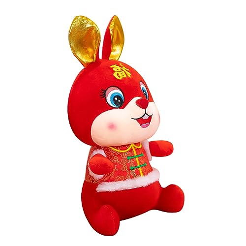 Alasum 6 STK Knopf Tang Anzug Kaninchen Ausgestopfte Hasenpuppe Chinesische Dekorationen Hasenjahr Sternzeichen Maskottchen Spielzeug Jahr Der Hasenpuppe Gefüllte Hasen Rot Plüsch von Alasum