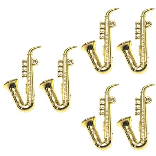 Alasum 6 STK Miniatur-Saxophon Miniaturinstrument Kleines Saxophonmodell Mini-hausdekoration Puppenhaus-Saxophon-dekor Dekoratives Instrumentenmodell Simuliertes Saxophon Golden Plastik von Alasum