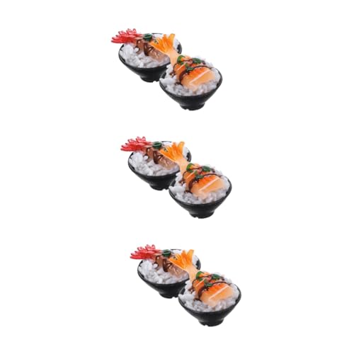 Alasum 6 STK Simulierter Sushi-Reis Fotografische Requisiten Essen Puppenhaus-miniaturen Künstliche Fleischrequisiten Faux-Fleisch-Modell Tischdekoration Fleisch DIY-Food-Modell PVC von Alasum