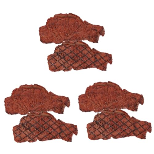 Alasum 6 STK Steak-Modell Requisiten Für Die Food-Fotografie Gefälschtes Künstliches Steak Gefälschte Steak-Requisiten Gefälschte Lebensmittelspielzeuge Steak-Foto-Requisite Brown PVC von Alasum