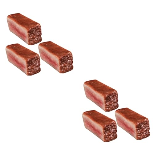 Alasum 6 STK Steak-Modell Restaurant deko esszimmer deko Kunstfleisch Modell Küchen Deko Kunstfleisch Deko gefälschte Steakdekore westliche Kücheneinrichtung Küchendekoration PVC Brown von Alasum