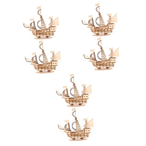 Alasum 6 Sätze Diorama Puzzle Rätsel für Kinder 3D-Bausteinmodell Spielzeug Erwachsene Segelboot-Design Rätsel für Erwachsene Bausätze für Erwachsene Holz Khaki von Alasum