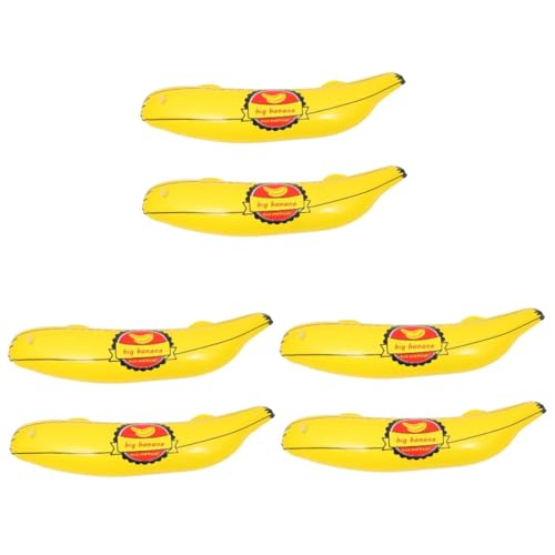 Alasum 6 Stk Aufblasbare Banane Fruchtballon Essensrequisiten in Die Luft Jagen Aufblasbares Lebensmittelspielzeug Aufblasbarer Ring Bananenring Werfen Bananen-ballon-party Yellow Pvc von Alasum