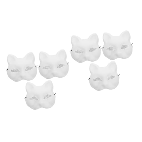 Alasum 6 Stk Fuchs Maske Faschingsmasken Basteln Wolfsmaske Unbemalte Maske Diy Bemalbare Blankomaske Tier-halbgesichtsmasken Halloween-maske Kinder Maskerade Maske Katzenmasken Pvc Weiß von Alasum