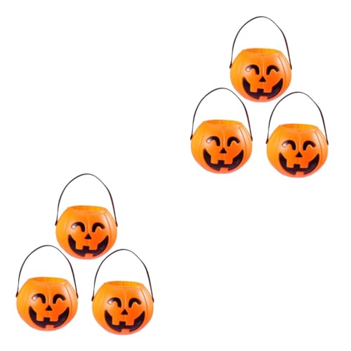 Alasum 6 Stk Kürbis Eimer Kinderkorb Süßigkeiten Snack-süßigkeit Halloween-eimer Kürbiseimer Kürbis Süßes Sonst Gibt's Saures Tasche Laternen-kürbis-eimer Halloweem Karton Orange Plastik von Alasum