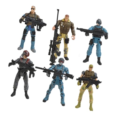 Alasum 6 Stück Anti Terror Modell Soldaten Spielset Kinder Miniatur Soldat Soldaten Gruppe Spielzeug Soldat Figur Modell Kind Spezialeinheiten Spielzeug Lernspielzeug Modell von Alasum