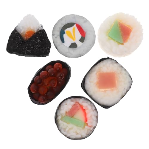 Alasum 6 Stück Gefälschte Lebensmittel Für Unterricht Und Heimdekoration, Realistisches Sushi-Modell Zur Präsentation, Miniatur-Sushi-Figur Für Spielküche, Fotografie-Requisiten von Alasum