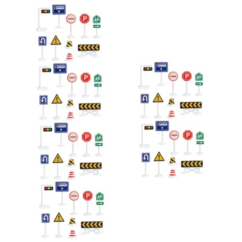Alasum 60 STK Mikro-Verkehrsschild Miniaturspielzeug Kinderspielzeug Mini-Spielzeug Modellspielzeug-verkehrszeichen Minikegel Verkehrszeichenmodelle Ampellampe Mini-verkehrszeichen Abs von Alasum