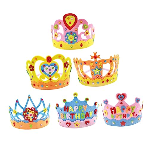 Alasum 6Er Set DIY Krone Hut Tiara Krone Bastelset Krone Tiara DIY Bastelset Kinderkrone Tiara Für Mädchen DIY Geburtstagskronen DIY Party Klassenzimmer Geburtstagskronen von Alasum