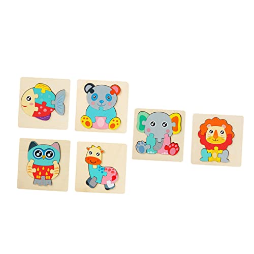 Alasum 6St 3D-Puzzle Löwen-Puzzles Lernspielzeug für Kinder Tier Puzzles Steckpuzzles Lernspielzeug aus Holz Holzspielzeug für Kinder pädagogisches Puzzle pädagogisches Spielzeug hölzern von Alasum