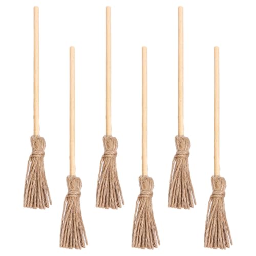 Alasum 6St Besen aus Hanfseil kinderbesen Kinder Besen Broom Set Miniatur saubere Werkzeuge Strohbesen Spielzeug puppenhaus Zubehör für Puppenhäuser Mini-Besen-Ornamente Holzmaterial von Alasum