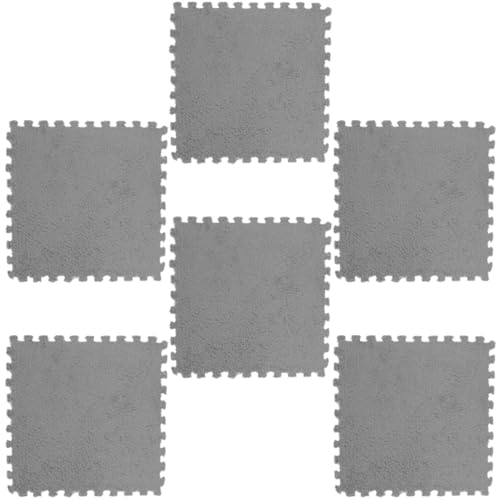 Alasum 6St Puzzle-Matte turnmatten Gymnastics Matte schaumstoffmatte spielmatte mats Schaumstoff-Puzzle-Bodenmatte Verriegelung ineinandergreifende Fußmatten Bodenversorgung Samt Grey von Alasum