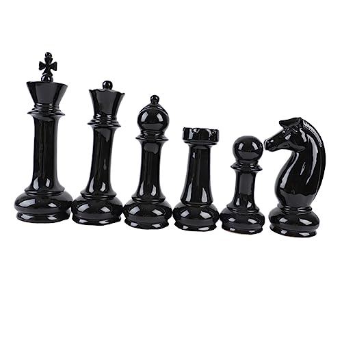 Alasum 6St Schach Ornamente schachcomputer Chess schachspiele Kettendreieck-Schachspiel Schachdekor für den Haushalt Schachornament für den Haushalt interessantes Schach Keramik Black von Alasum