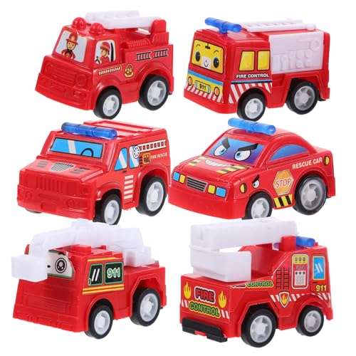 Alasum 6pcs Feuerwehrauto Pull-Back-Auto Spielzeug Kinder Mini Engineering Fahrzeug Spielzeug Inertial Auto Modelle von Alasum