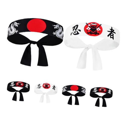 Alasum 6st Ninja-kapuze Japanische Stirnbänder Japanisches Karate-stirnband Sushi-stirnband Sushi-koch-wraps Japanisches Stirnband Kochbandanas Für Männer Karate-zubehör Polyester von Alasum