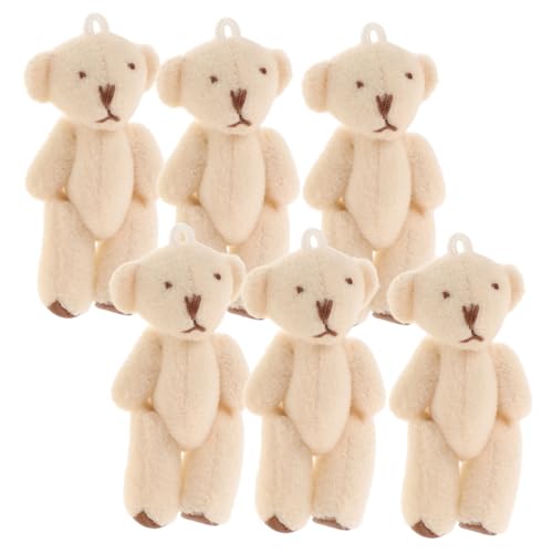 Alasum 6st Plüschtier-anhänger Plüsch Gefüllte Bärenpuppe Bären-schlüsselanhänger Für Frauen Stofftierspielzeug Mini-teddybären Kleine Bärenpuppe Partygeschenke Tragen Tuch Weiß von Alasum