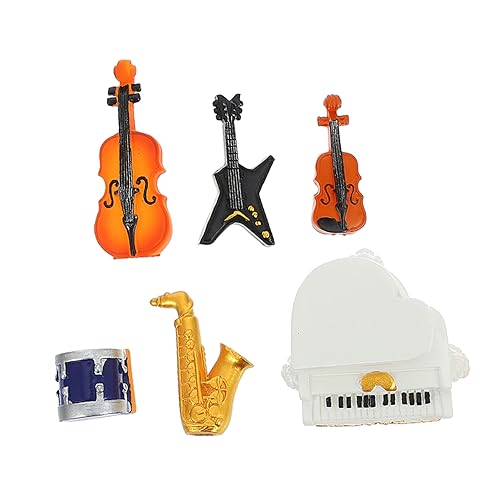 Alasum 6st Simulierte Ornamente Für Musikinstrumente Miniaturen Mini-häuser Violine-Klavier-Modell Miniatur-hausmöbel Mini-Klavier Miniatur-spielzeugmodell Mini-Piano-Modell Colorful Harz von Alasum