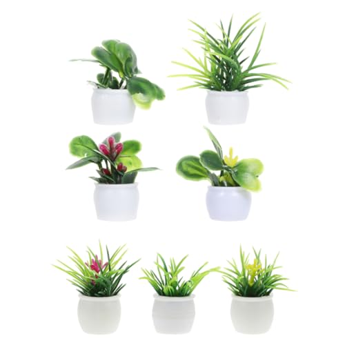 Alasum 7 Teiliges Mini Pflanzenset Für Puppenhäuser Künstliche Bonsai Pflanzen Dekoration Für Miniaturlandschaften Ideal Für Wohnzimmer Büro Oder Garten Deko von Alasum