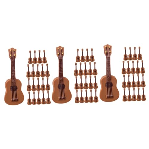 Alasum 75 STK Gitarrenmodell Mini-Gitarre-Foto-Requisite Miniatur-Musikinstrument Mini-gitarrenfigur Als Ornament Mini-Musikinstrument-Dekoration Kleines Bassmodell Spielzeug Harz Brown von Alasum