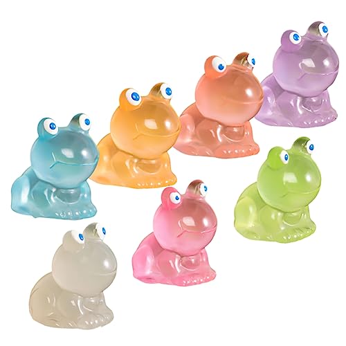 Alasum 7-teiliges Frosch-figurenset Aus Kunstharz Nachtlicht Heimdekoration Mini-Desktop-Dekoration Fürs Büro Einzigartige Tischdekoration Im Dunkeln Leuchtende Frösche von Alasum