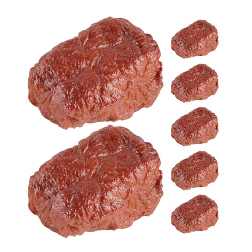 Alasum 7St Simulationsrindfleischmodell realistisches Spielfutter braten Essen küchendekoration küchen Dekoration gefälschtes gekochtes Fleisch künstliches Rindfleisch PVC Brown von Alasum